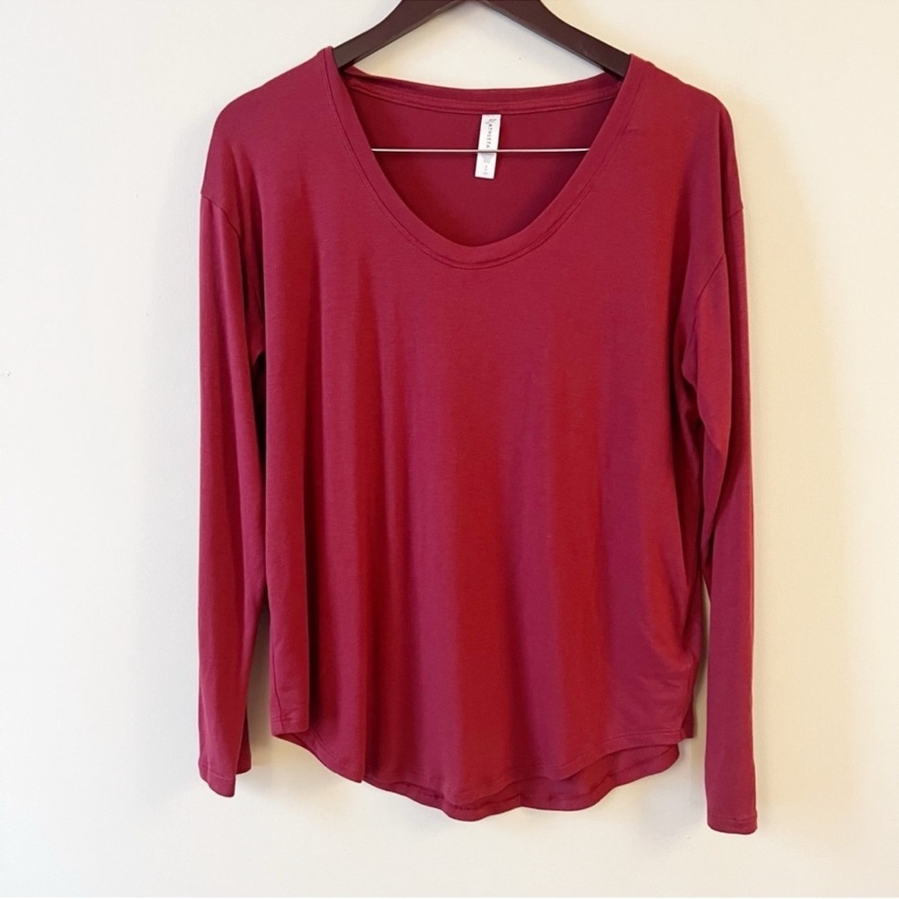 Athleta Cloudlight Stratus Long Sleeves Mahogany Red Top Shirt Size Small
